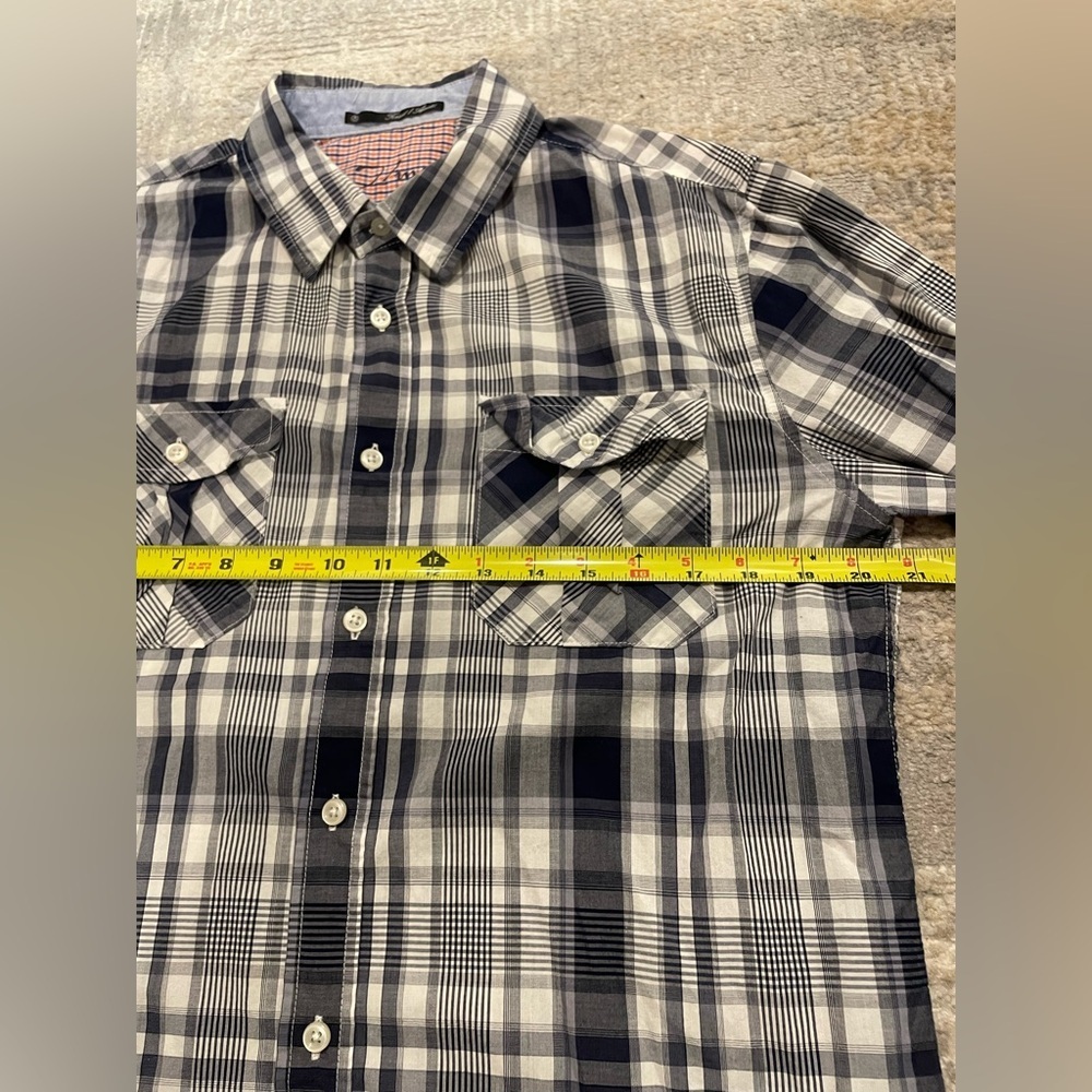 21Men Plaid Long Sleeve Button Down Shirt Mens Size Medium Flip Cuff Detail - Picture 9 of 9